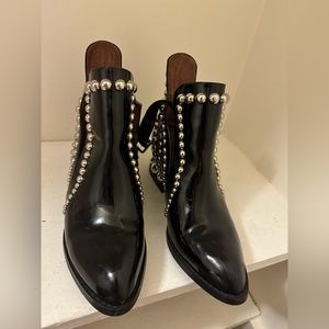 JEFFREY CAMPBELL Rylance Silver Studded Black Leather Cut-out Rocker Bootie